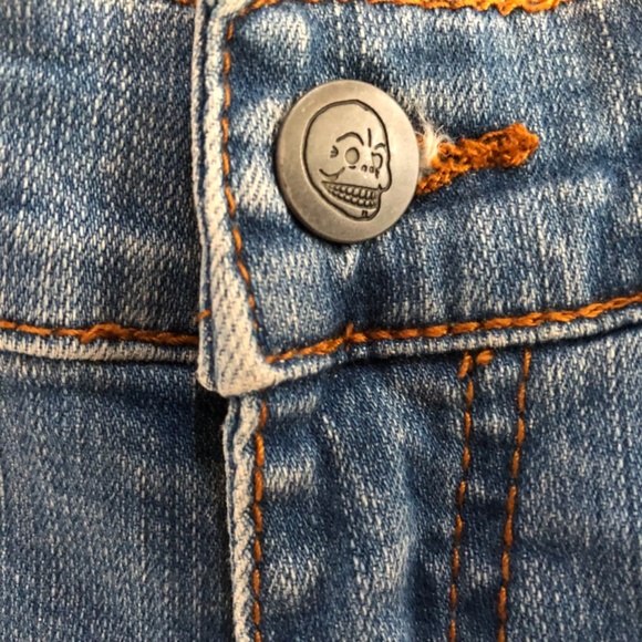 Cheap Monday Tight Peace Blue Denim Jeans 25/32; Patches - Picture 3 of 5